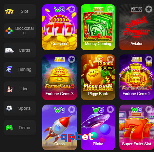 Main screen of Qpbet game page for PK players